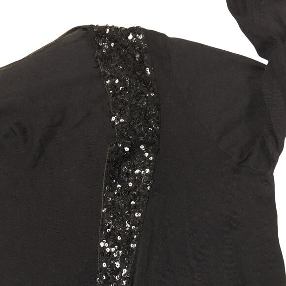 Velvet by Graham & Spencer Wrap Top Black Sequin V-Neck Long‎ Sleeve Women's M - Picture 9 of 9